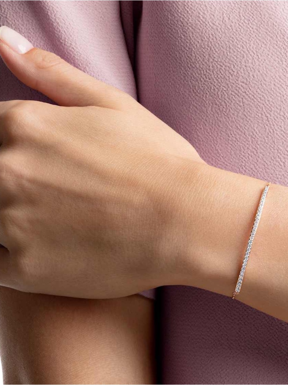 Swarovski Rose Gold Pavé Bar Bracelet with Crystals